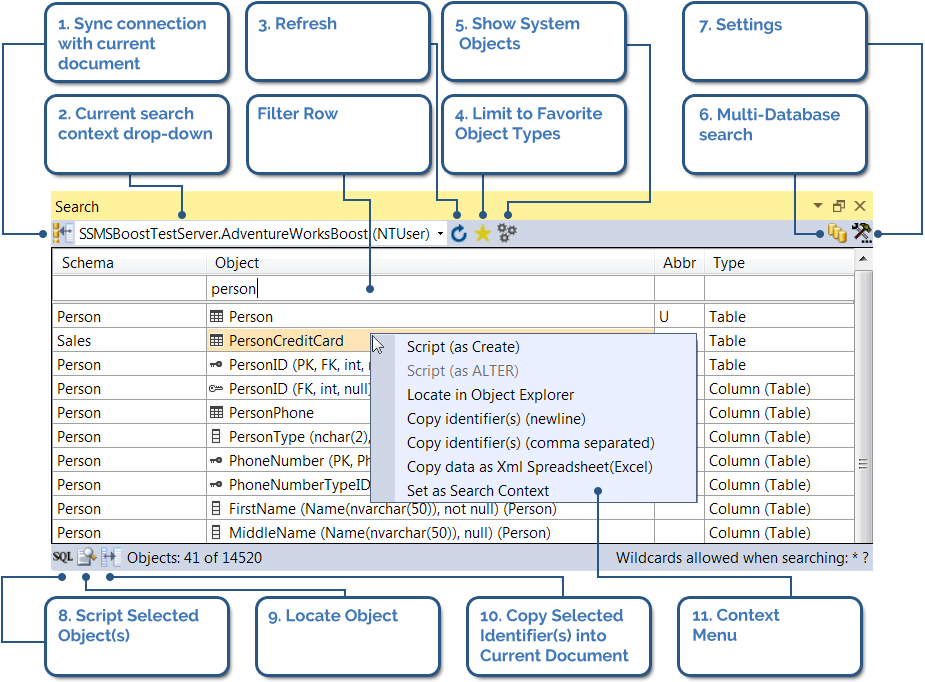 Advanced objects search in SSMS with SSMSBoost add-in