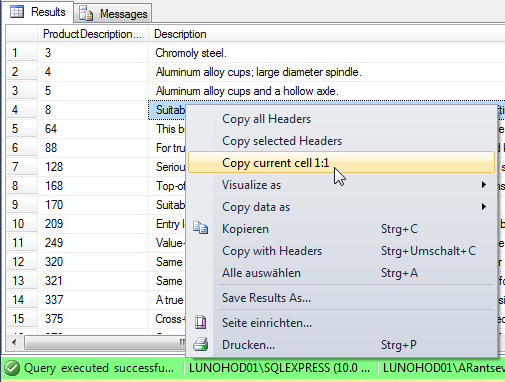 SSMS Results Grid copy original cell contents