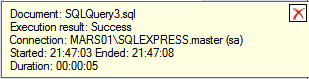 SSMS query execution complete popup