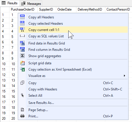 SSMS Results Grid copy original cell contents