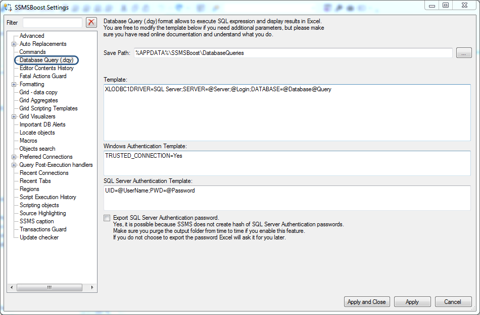 sql server management studio format query